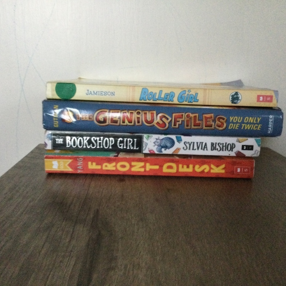 The genius files, roller girl, bookshop girl, and front desk 4 book set